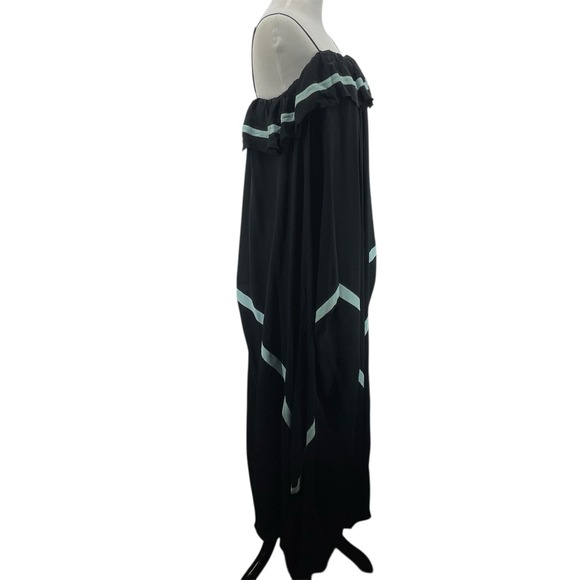 BCBGMaxazria Size S SILK Maxi Dress Black Blue Whimsical Evening Gown Dark Fairy - Picture 5 of 10